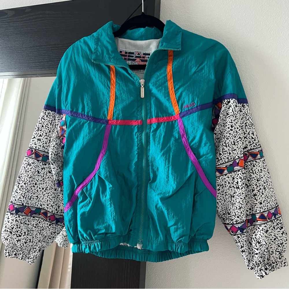 HEAD | Vintage 80’s Retro Geometric Windbreaker Track Jacket